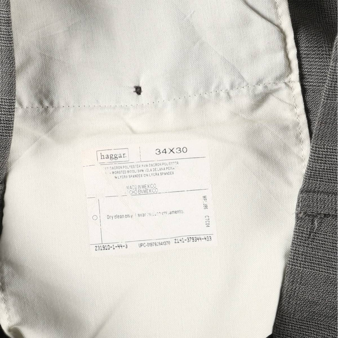 Haggar Two-pleat Gun Club Check Slacks, Men's Size W34 polyester gray type Vintage Second Hand