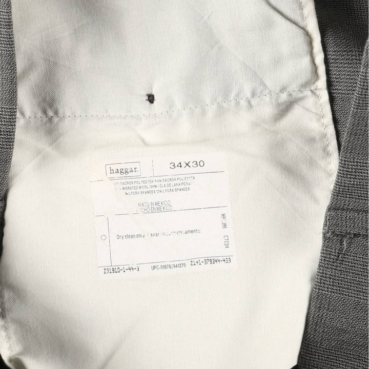 Haggar Two-pleat Gun Club Check Slacks, Men's Size W34 polyester gray type Vintage Second Hand
