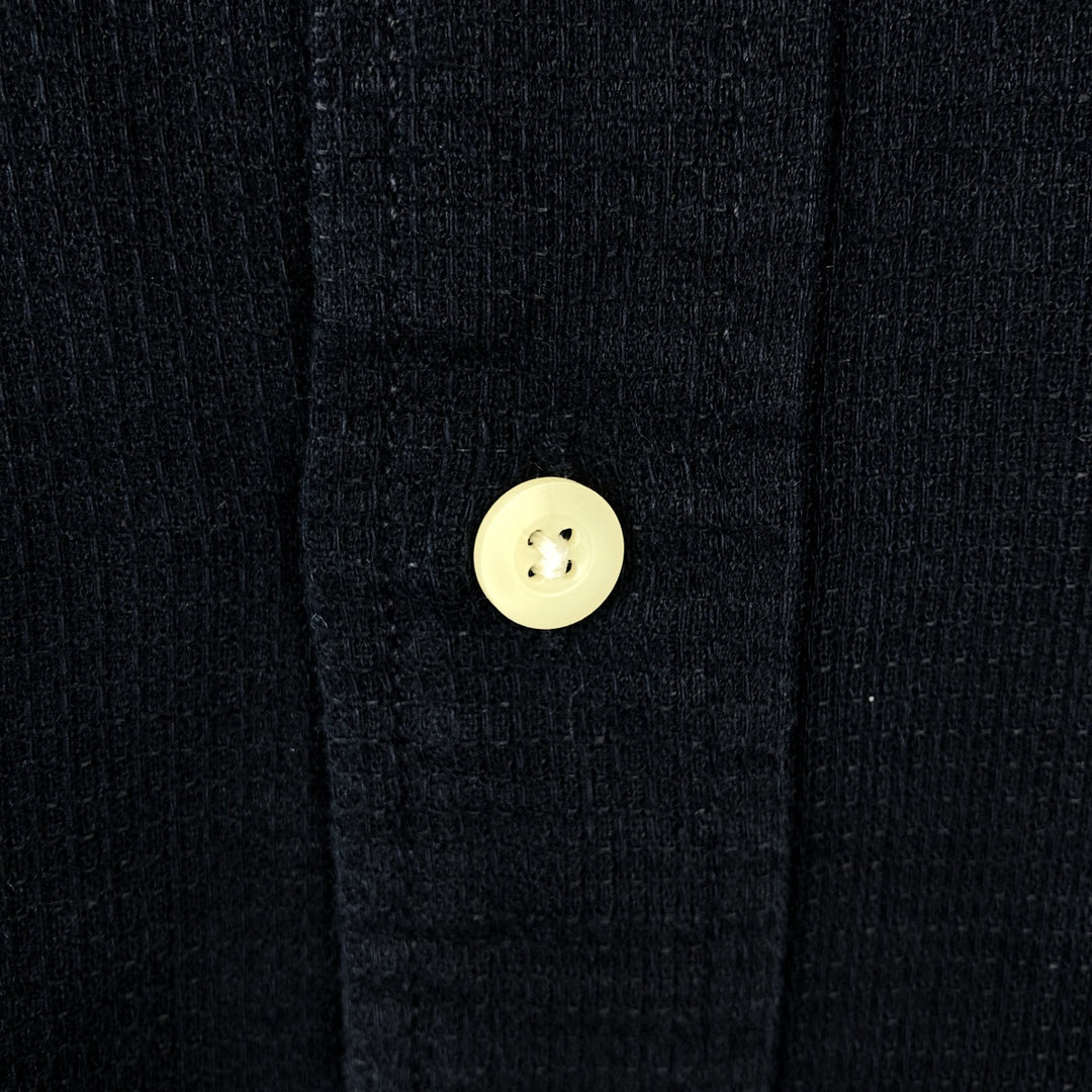 90s-00'S Eddie Bauer Long-Sleeve Linen Button-Down Shirt, Made in Indonesia, Men's Size L (Equivalent), Vintage linen navy blue type Vintage Second Hand