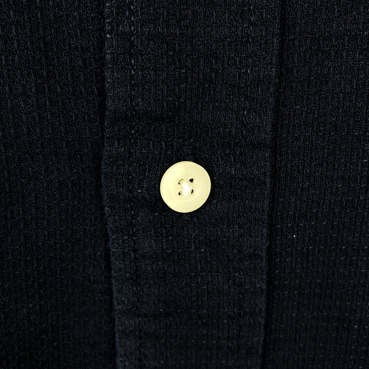 90s-00'S Eddie Bauer Long-Sleeve Linen Button-Down Shirt, Made in Indonesia, Men's Size L (Equivalent), Vintage linen navy blue type Vintage Second Hand