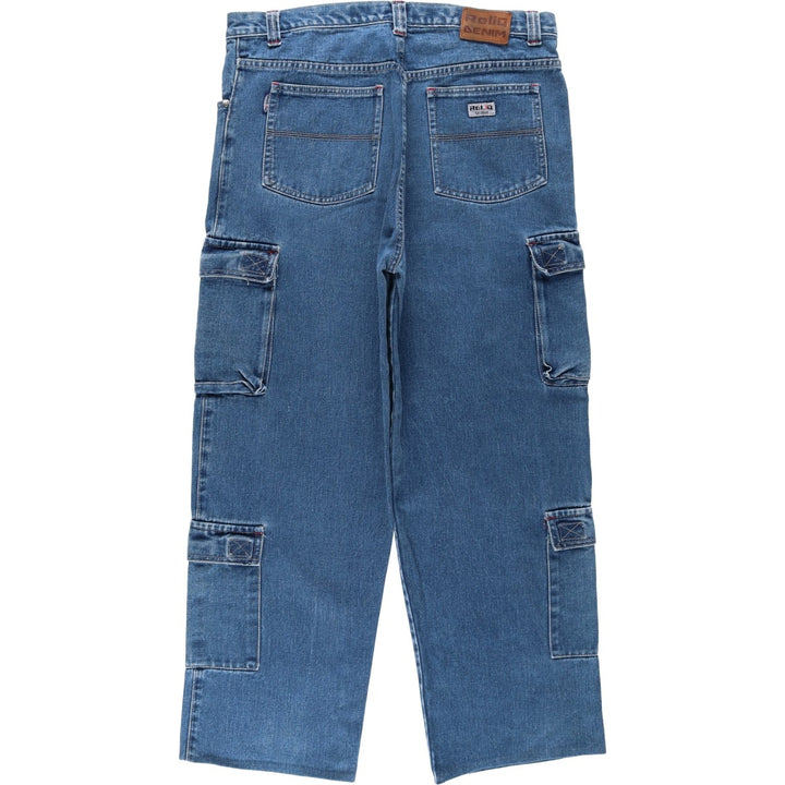 RELIQ Denim Cargo Pants, Men's Size W37 (approx.) cotton blue type Vintage Second Hand