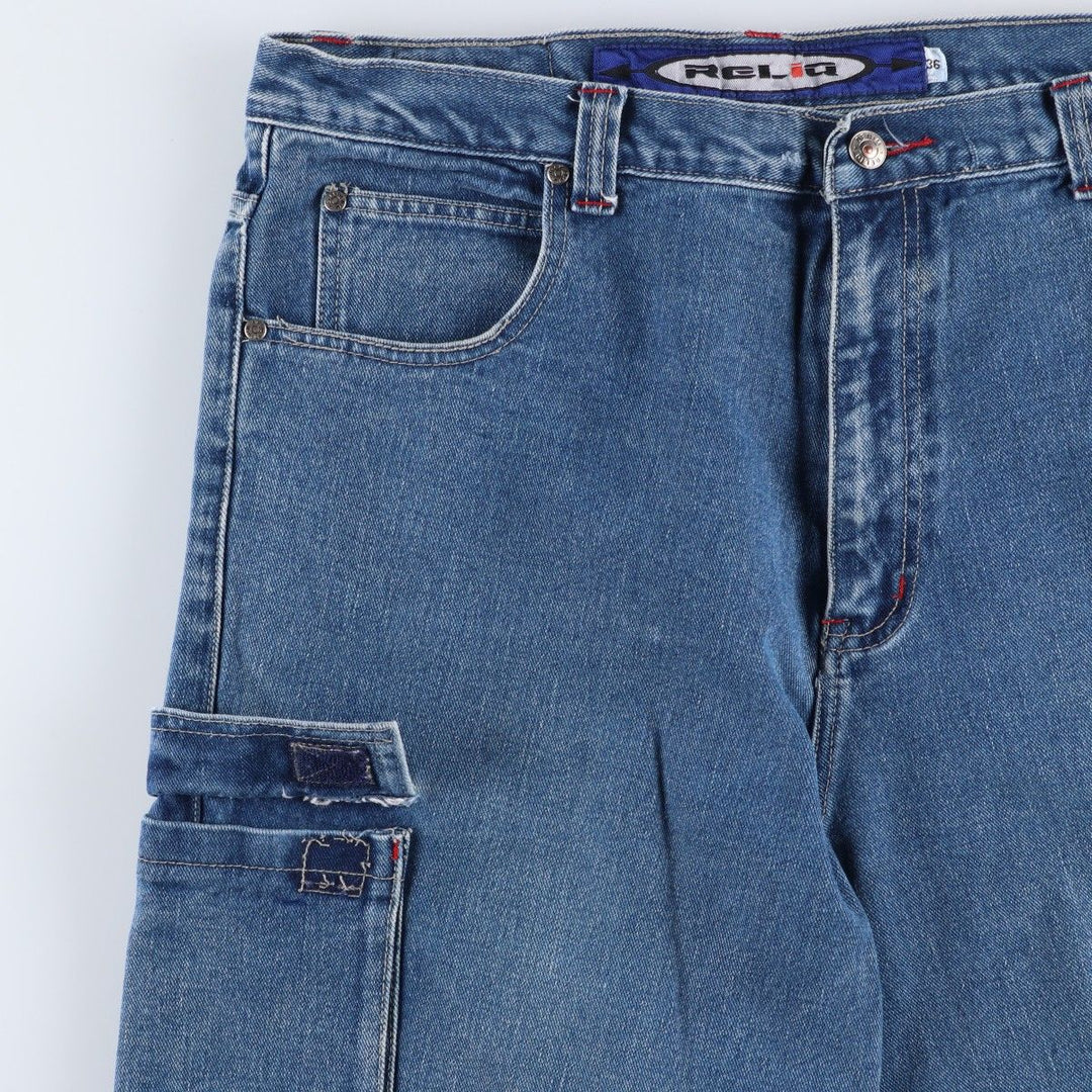 RELIQ Denim Cargo Pants, Men's Size W37 (approx.) cotton blue type Vintage Second Hand