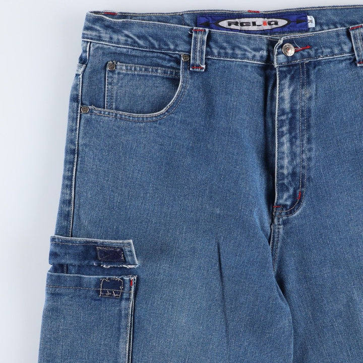 RELIQ Denim Cargo Pants, Men's Size W37 (approx.) cotton blue type Vintage Second Hand