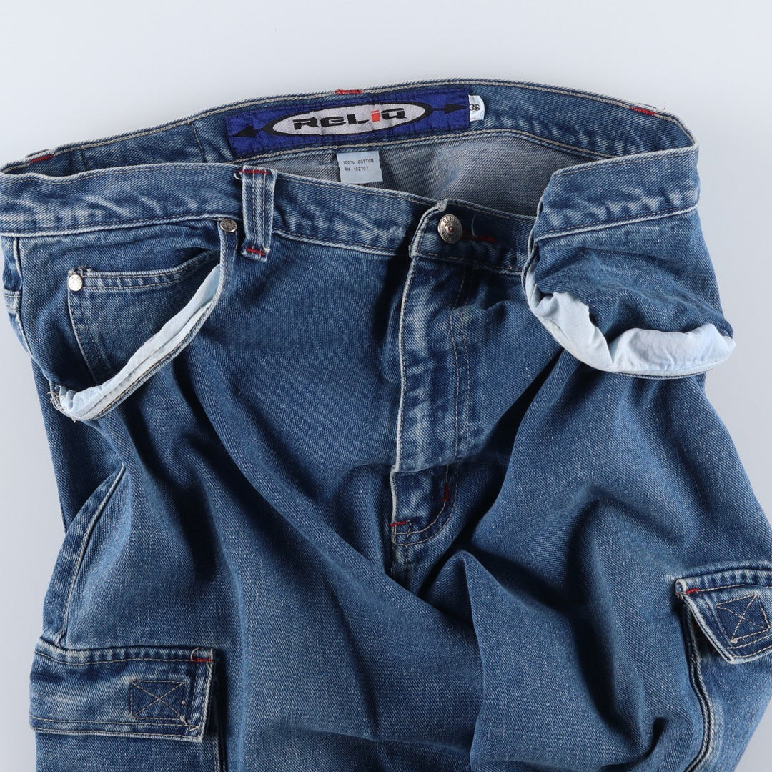 RELIQ Denim Cargo Pants, Men's Size W37 (approx.) cotton blue type Vintage Second Hand