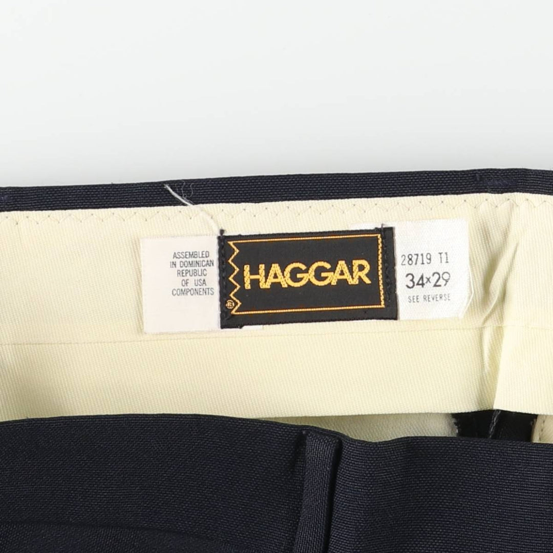 Vintage 70s-80'S Haggar slacks, men's size W34 unclear navy blue type Vintage Second Hand