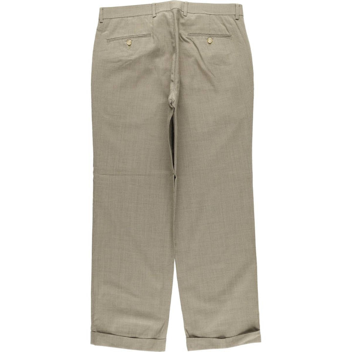 Ralph Lauren TOTAL COMFORT Check Pattern Two-pleat Wool Pants, Men's Size 36 wool Beige type Vintage Second Hand