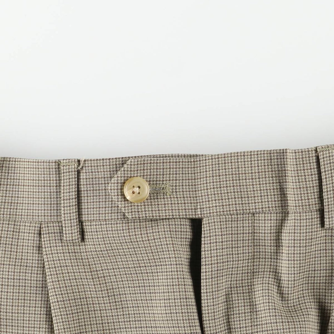 Ralph Lauren TOTAL COMFORT Check Pattern Two-pleat Wool Pants, Men's Size 36 wool Beige type Vintage Second Hand