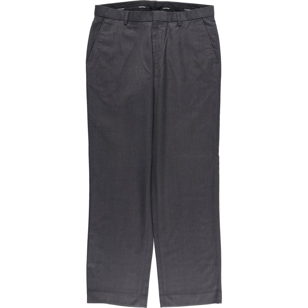 00s~ Calvin Klein Slacks Pants Men's W33 polyester gray type Vintage Second Hand