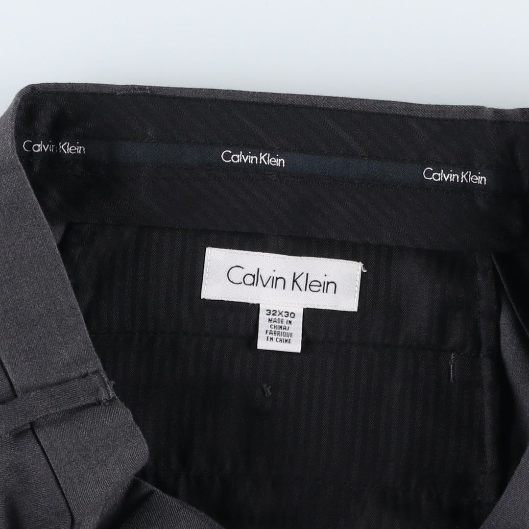 00s~ Calvin Klein Slacks Pants Men's W33 polyester gray type Vintage Second Hand