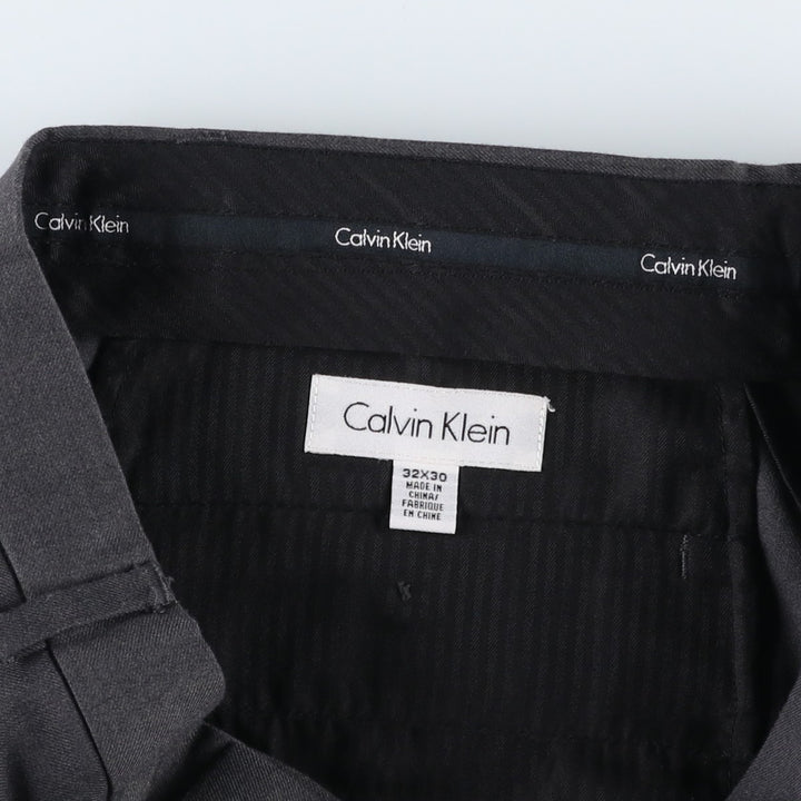00s~ Calvin Klein Slacks Pants Men's W33 polyester gray type Vintage Second Hand