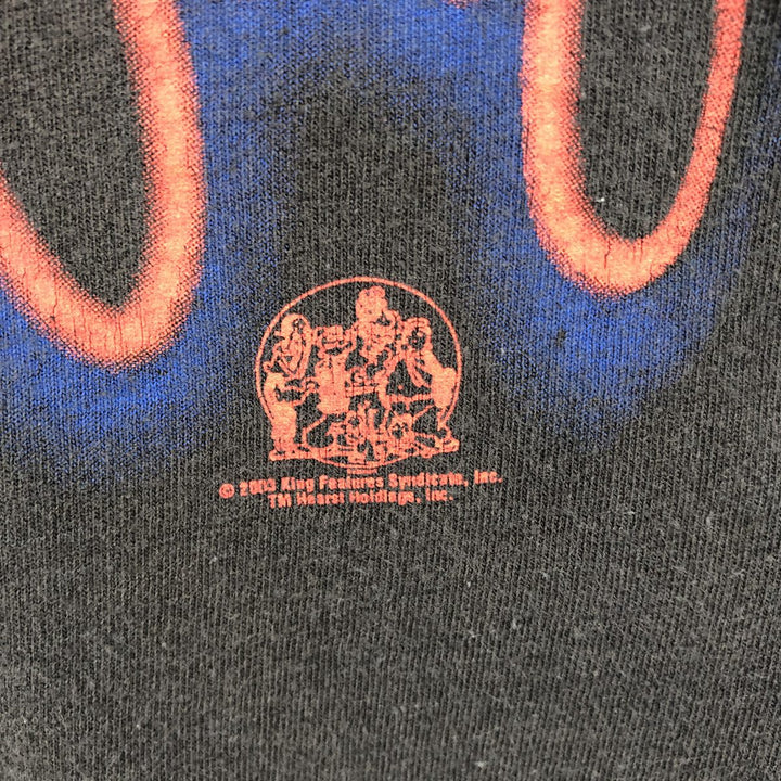 2000'S Delta Popeye Fire Pattern Character Print Long-Sleeve T-Shirt (Men's XL equivalent) cotton black type Vintage Second Hand