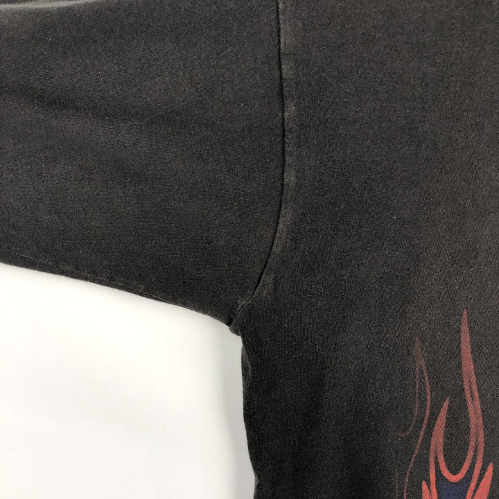 2000'S Delta Popeye Fire Pattern Character Print Long-Sleeve T-Shirt (Men's XL equivalent) cotton black type Vintage Second Hand