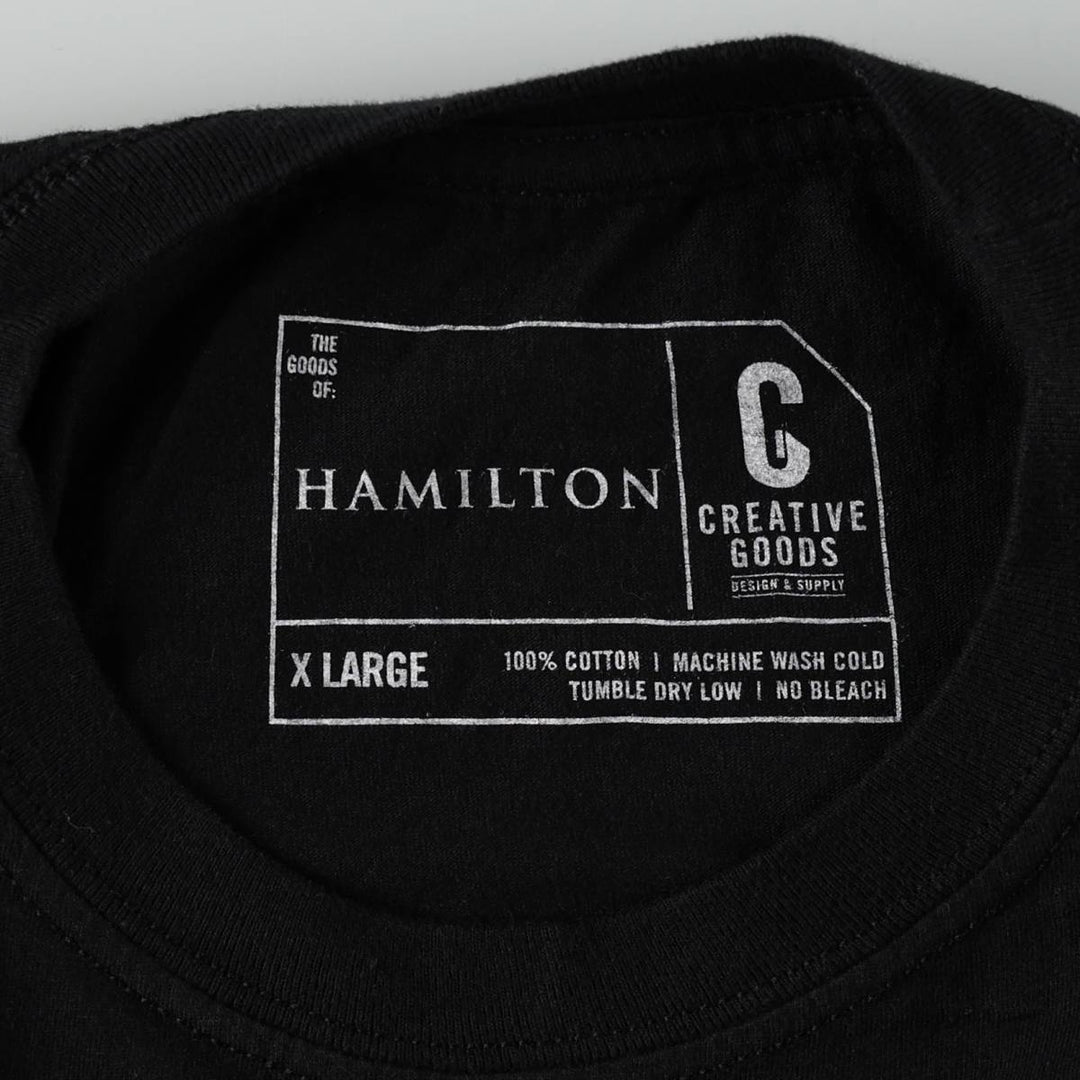 HAMILTON Hamilton Musical Print T-Shirt X LARGE (Men's XL equivalent) cotton black type Vintage Second Hand