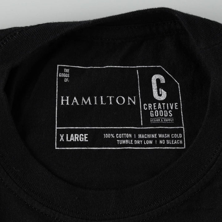 HAMILTON Hamilton Musical Print T-Shirt X LARGE (Men's XL equivalent) cotton black type Vintage Second Hand