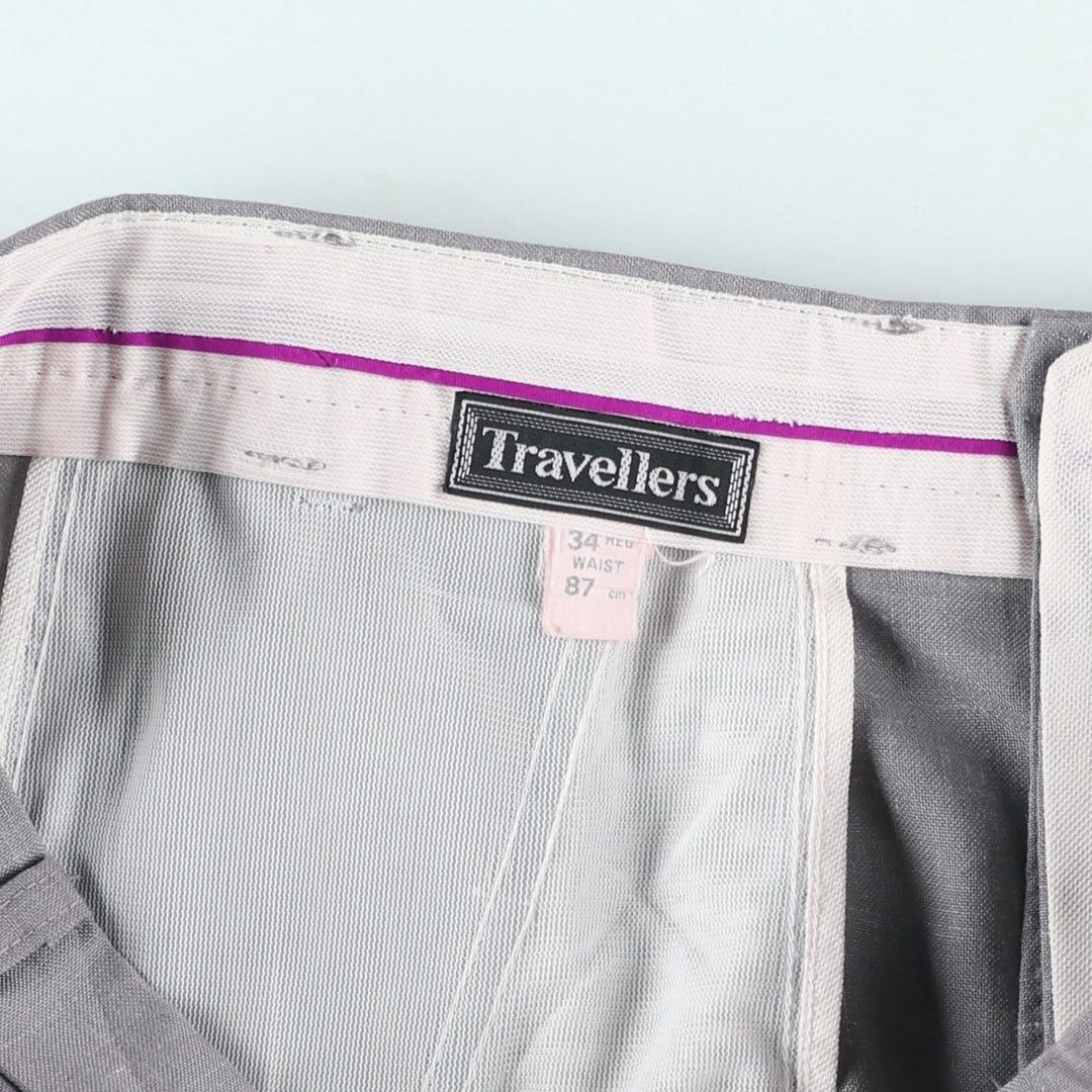 TRAVELLERS Two-pleat Slacks Pants, Men's, Size W33 unclear gray type Vintage Second Hand