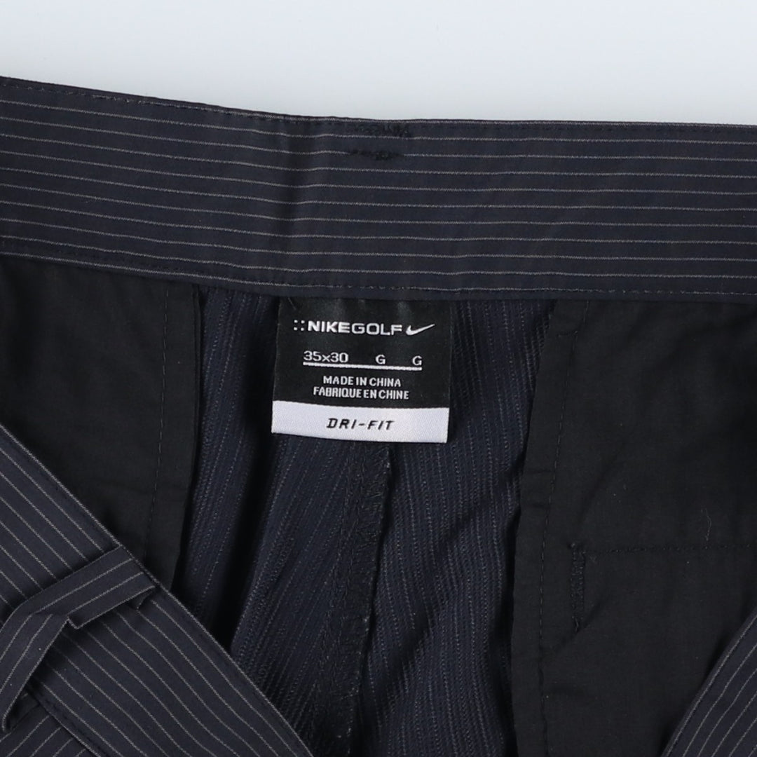 Nike Golf Dri-FIT Stripe Pattern Slacks, Men's, Size W37 polyester black type Vintage Second Hand