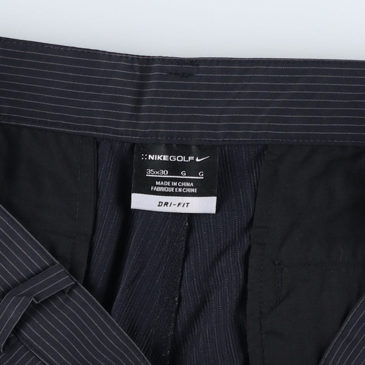 Nike Golf Dri-FIT Stripe Pattern Slacks, Men's, Size W37 polyester black type Vintage Second Hand