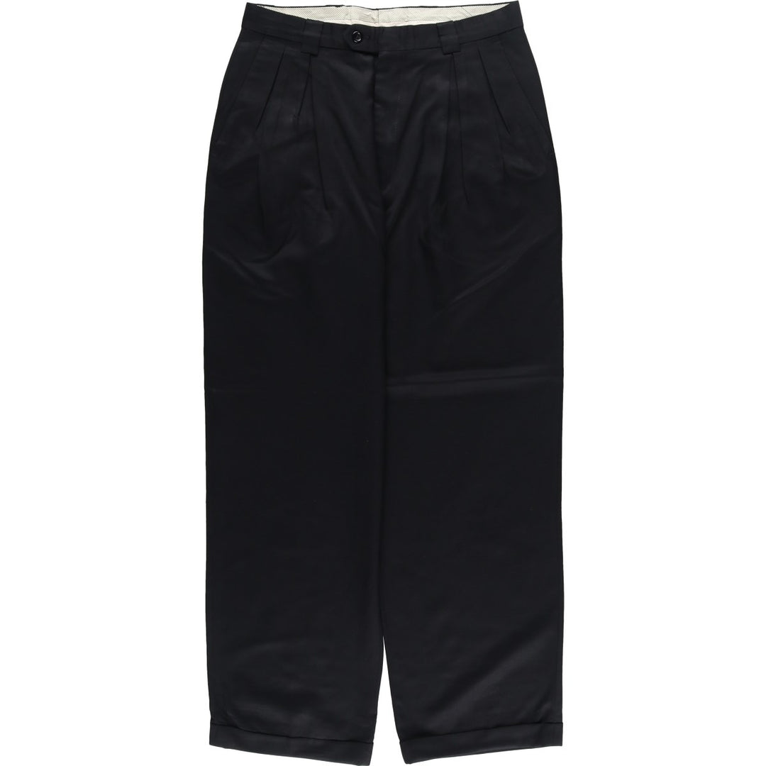 90'S Bachrach Super 100'S Four-Tuck Wool Pants/Slacks, Made in Canada, Men's, Size W31, Vintage wool black type Vintage Second Hand