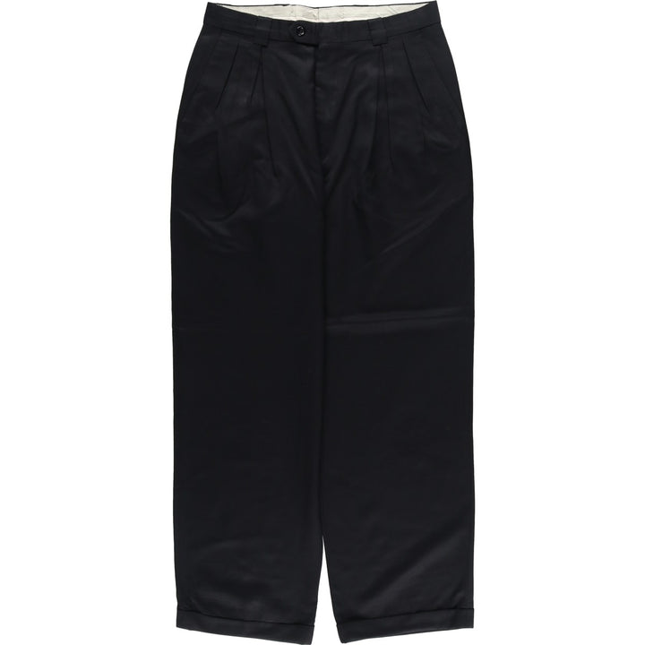 90'S Bachrach Super 100'S Four-Tuck Wool Pants/Slacks, Made in Canada, Men's, Size W31, Vintage wool black type Vintage Second Hand