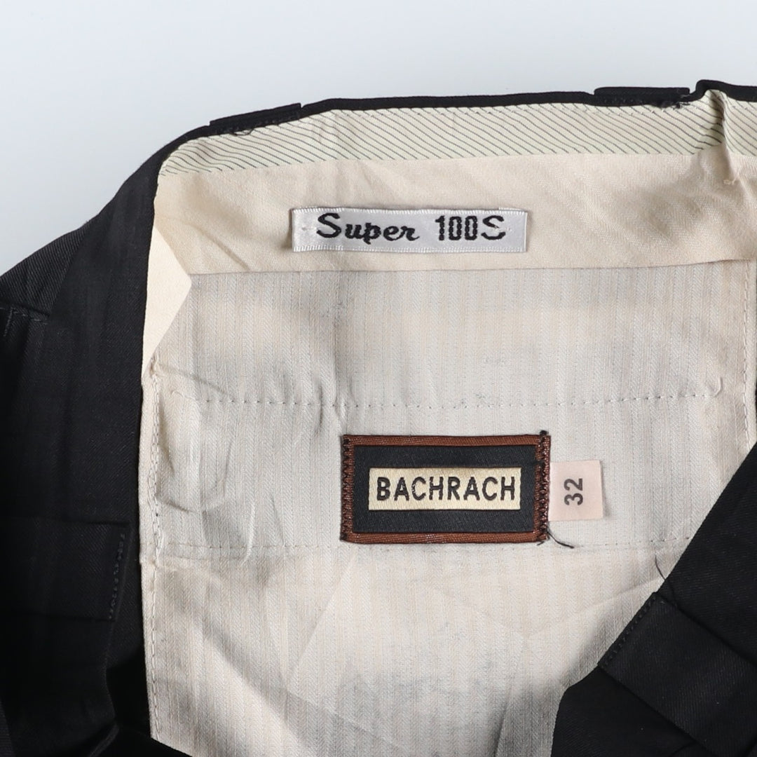 90'S Bachrach Super 100'S Four-Tuck Wool Pants/Slacks, Made in Canada, Men's, Size W31, Vintage wool black type Vintage Second Hand