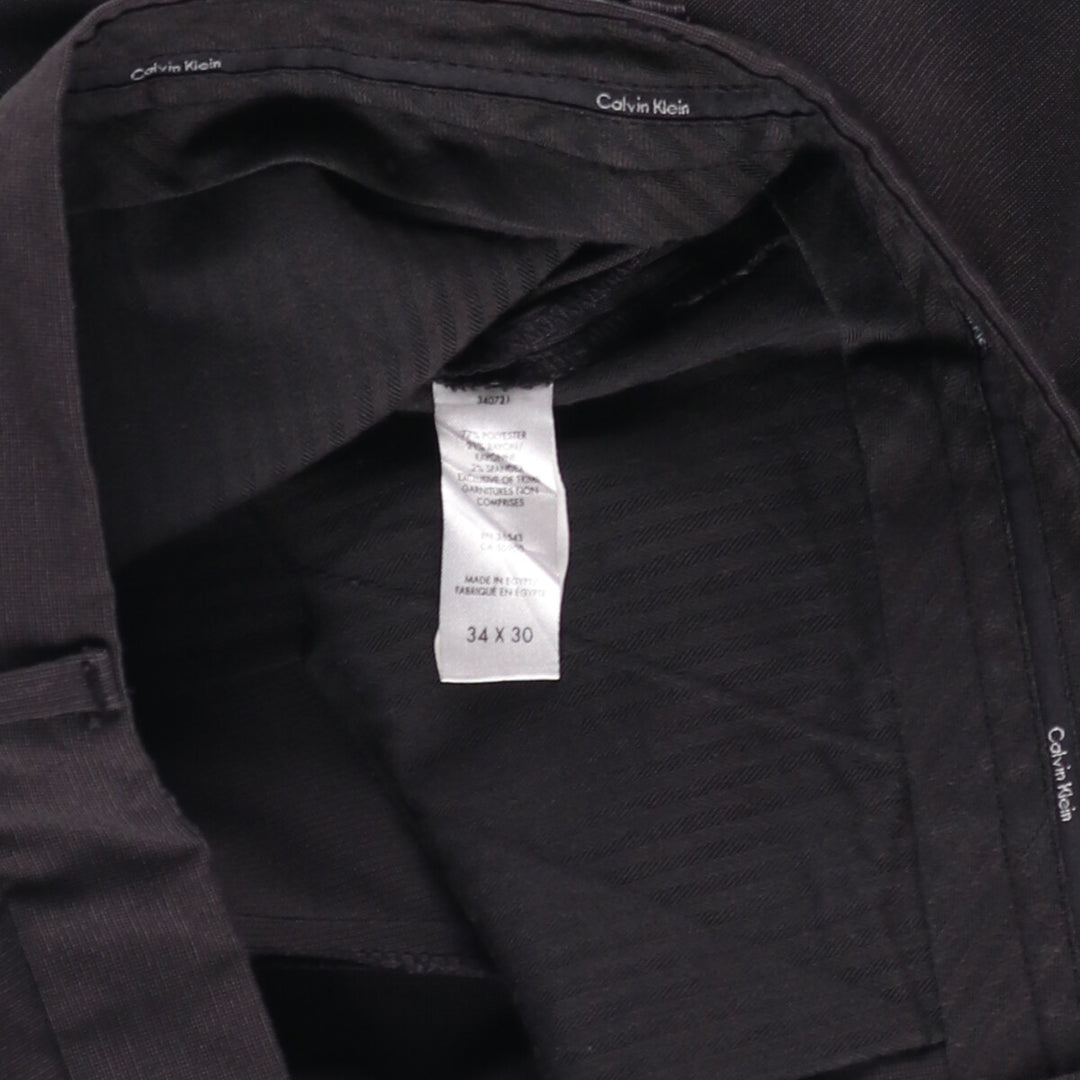 Calvin Klein One-Tuck Slacks, Men's, Size W35 polyester black type Vintage Second Hand