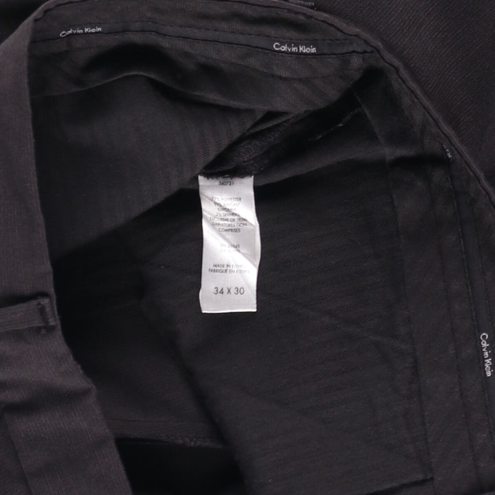 Calvin Klein One-Tuck Slacks, Men's, Size W35 polyester black type Vintage Second Hand