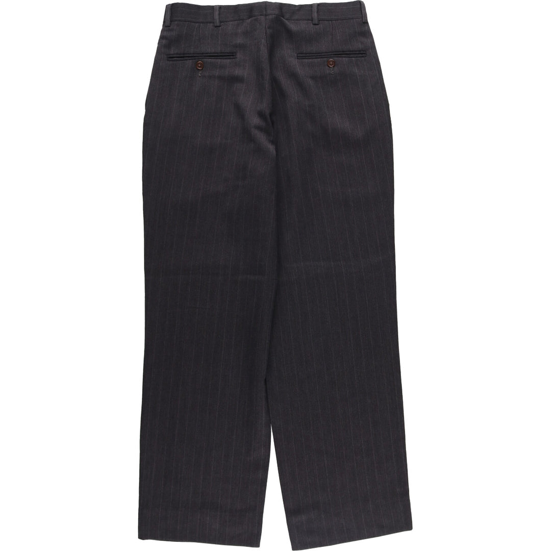 90'S Nautica Striped Pattern Two-Pleated Wool Pants, Men's, Size W32, Vintage wool Charcoal Vintage Second Hand