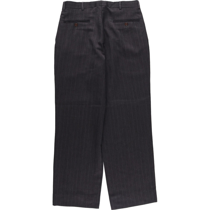 90'S Nautica Striped Pattern Two-Pleated Wool Pants, Men's, Size W32, Vintage wool Charcoal Vintage Second Hand