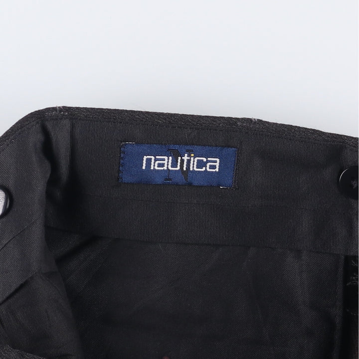 90'S Nautica Striped Pattern Two-Pleated Wool Pants, Men's, Size W32, Vintage wool Charcoal Vintage Second Hand