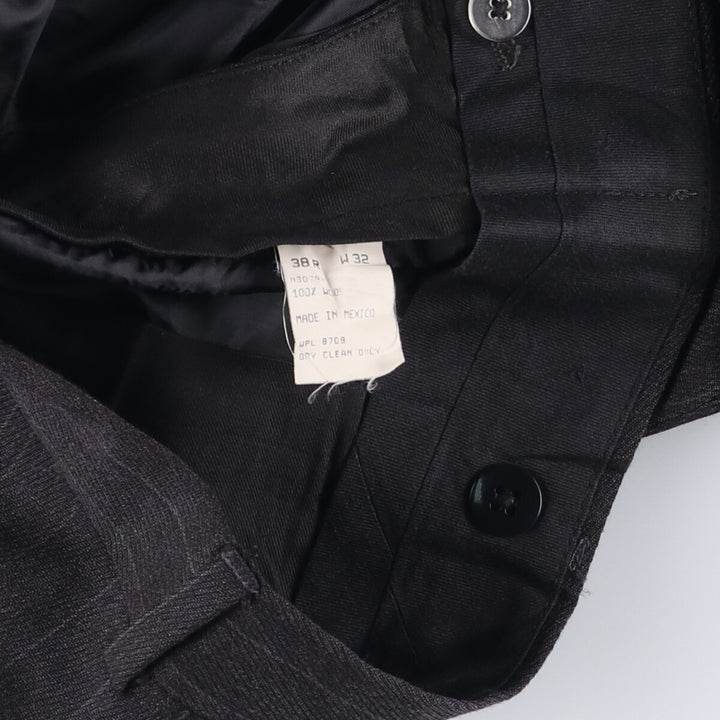 90'S Nautica Striped Pattern Two-Pleated Wool Pants, Men's, Size W32, Vintage wool Charcoal Vintage Second Hand