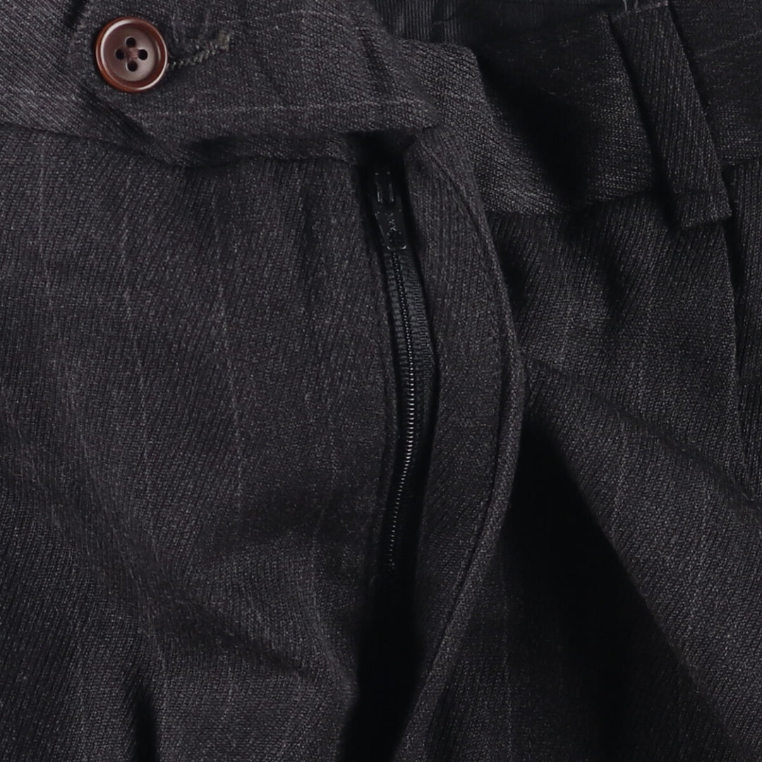 90'S Nautica Striped Pattern Two-Pleated Wool Pants, Men's, Size W32, Vintage wool Charcoal Vintage Second Hand