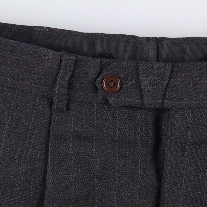 90'S Nautica Striped Pattern Two-Pleated Wool Pants, Men's, Size W32, Vintage wool Charcoal Vintage Second Hand