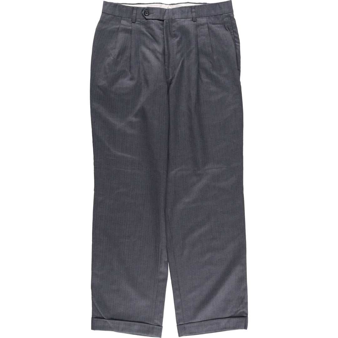 2000'S ~ Nautica Two-pleat Wool Pants Slacks Men's Size W33 wool gray type Vintage Second Hand