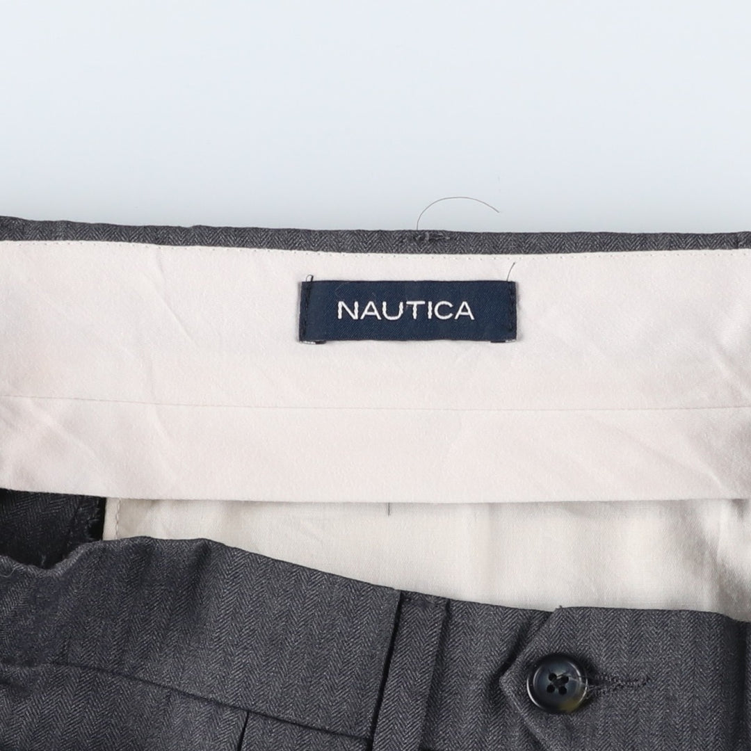 2000'S ~ Nautica Two-pleat Wool Pants Slacks Men's Size W33 wool gray type Vintage Second Hand