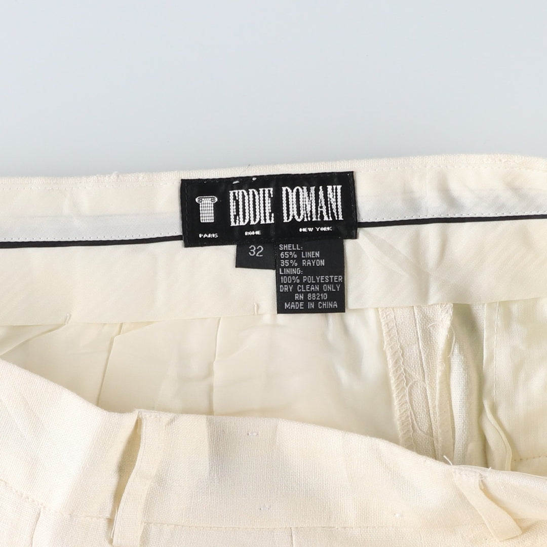 EDDIE DOMANI Two-pleat Linen Pants, Men's Size W31 linen Beige type Vintage Second Hand