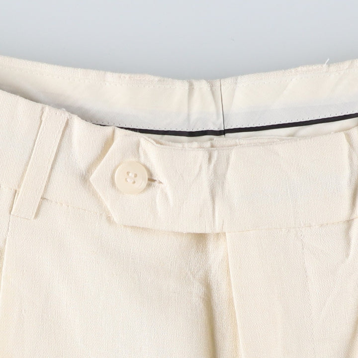 EDDIE DOMANI Two-pleat Linen Pants, Men's Size W31 linen Beige type Vintage Second Hand