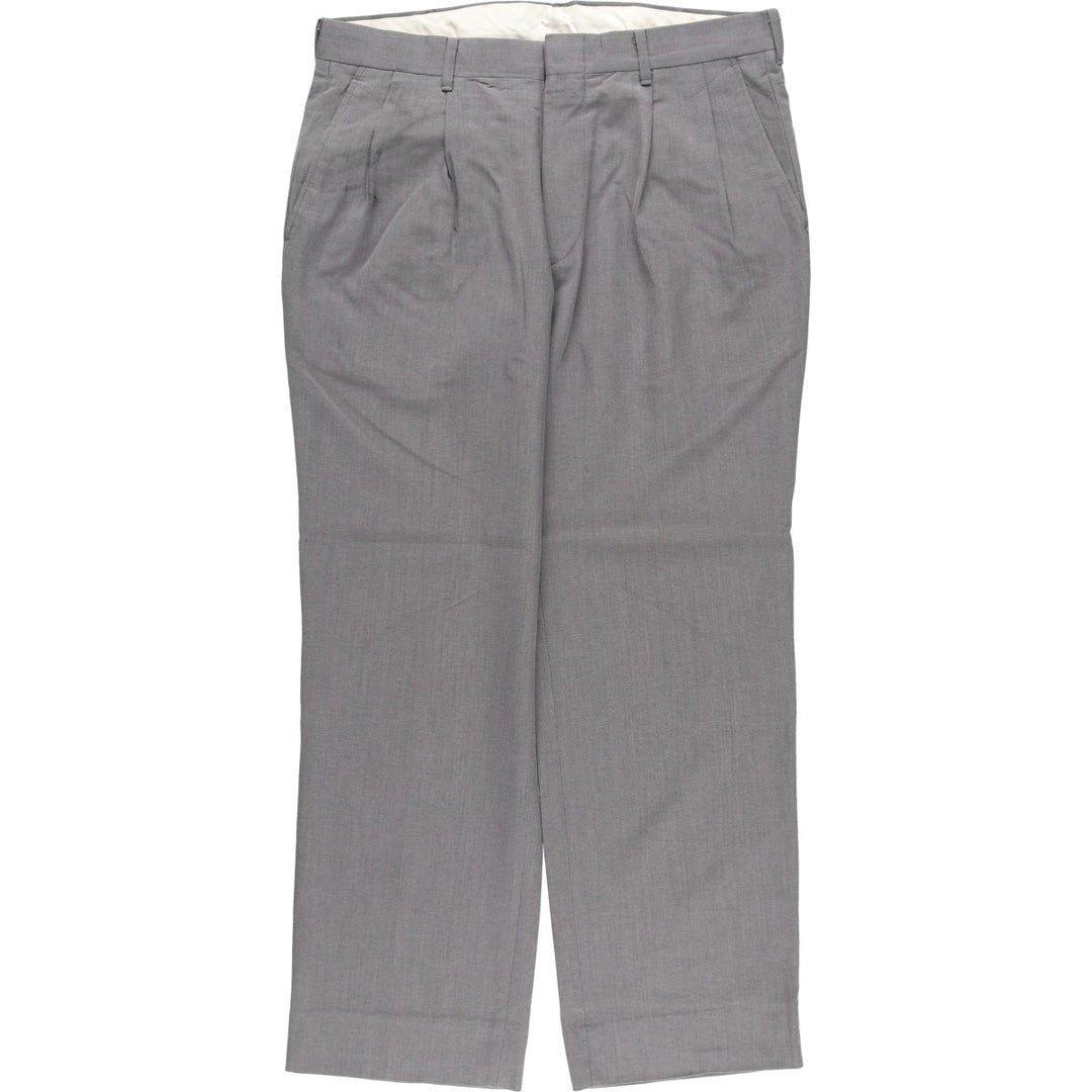 90'S - Vintage Arrow Reg. Fit Two-Pleated Slacks, Made in USA, Men's Size 34 (approx.) polyester gray type Vintage Second Hand