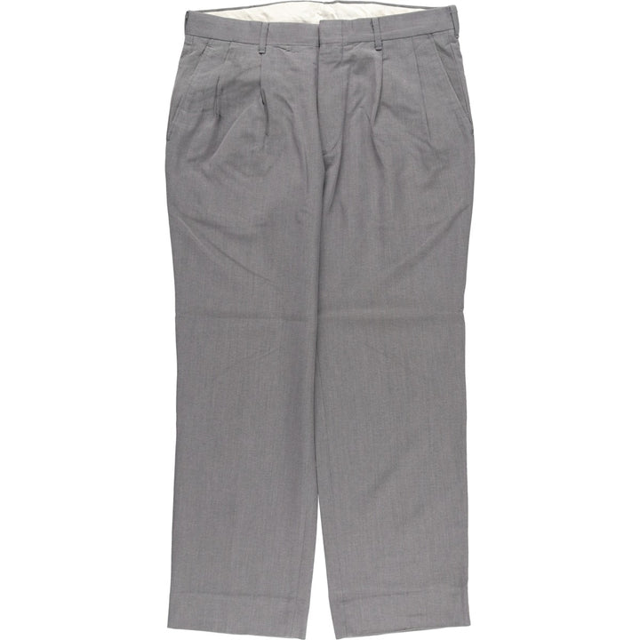 90'S - Vintage Arrow Reg. Fit Two-Pleated Slacks, Made in USA, Men's Size 34 (approx.) polyester gray type Vintage Second Hand