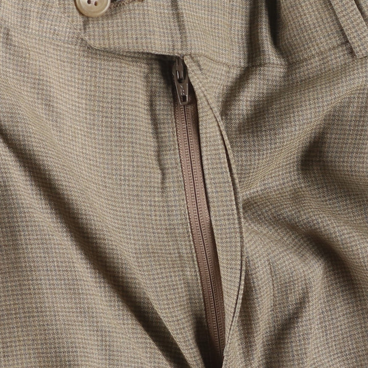 Vintage Ralph Lauren POLO UNIVERSITY CLUB check and houndstooth pattern two-pleat slacks, made in the USA, men's size W30. unclear beige type brown Vintage Second Hand