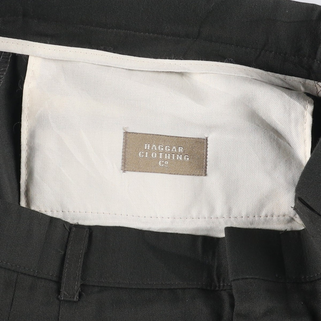 Haggar HAGGER Three-Tuck Slacks, Men's Size 34 polyester Green type dark green Vintage Second Hand