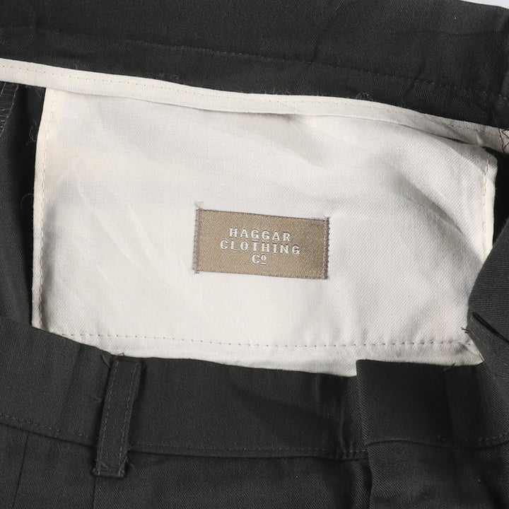 Haggar HAGGER Three-Tuck Slacks, Men's Size 34 polyester Green type dark green Vintage Second Hand