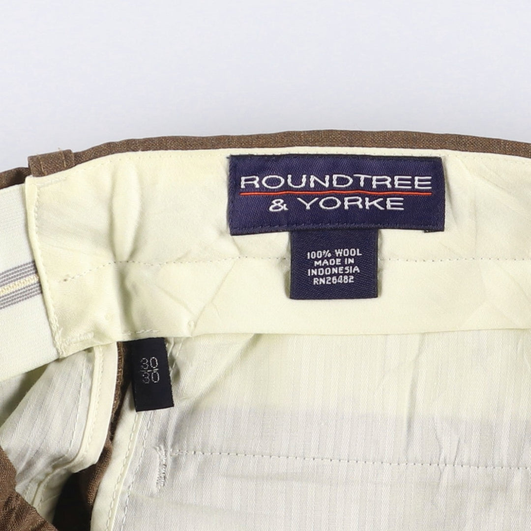 ROUNDTREE AND YORKE Two-pleat Slacks, Men's, Size W30 wool brown type Vintage Second Hand