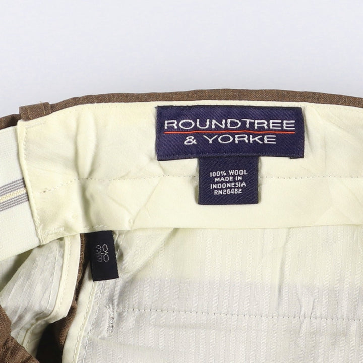 ROUNDTREE AND YORKE Two-pleat Slacks, Men's, Size W30 wool brown type Vintage Second Hand