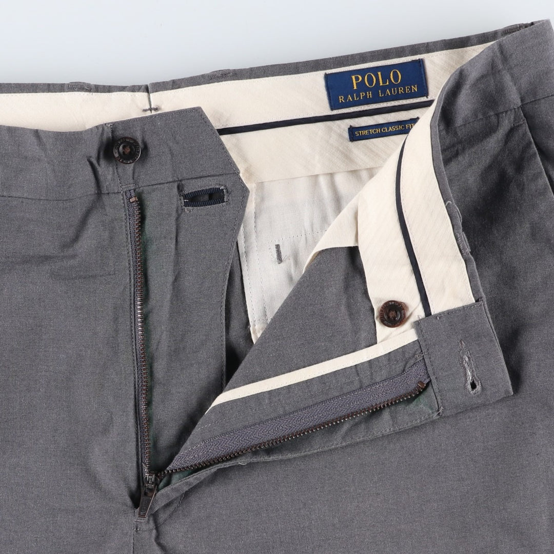 Ralph Lauren POLO RALPH LAUREN STRETCH CLASSIC FIT Cotton Slacks Men's Size W37 cotton gray type Vintage Second Hand