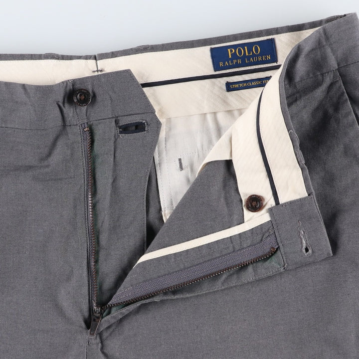 Ralph Lauren POLO RALPH LAUREN STRETCH CLASSIC FIT Cotton Slacks Men's Size W37 cotton gray type Vintage Second Hand