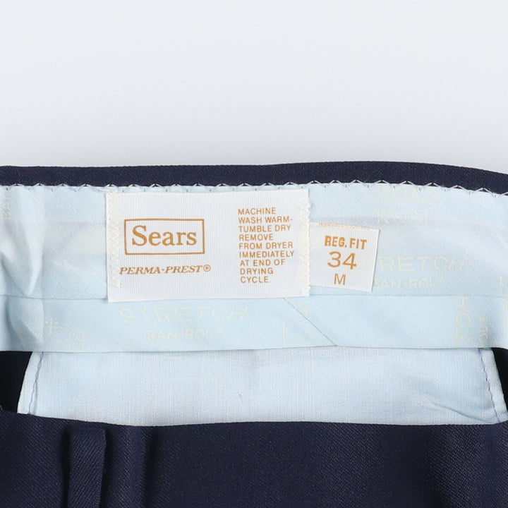 Vintage 70s-80'S Sears Prema-Press Reg. Fit Men's Slacks, Size 33 (approx.) unclear navy blue type Vintage Second Hand