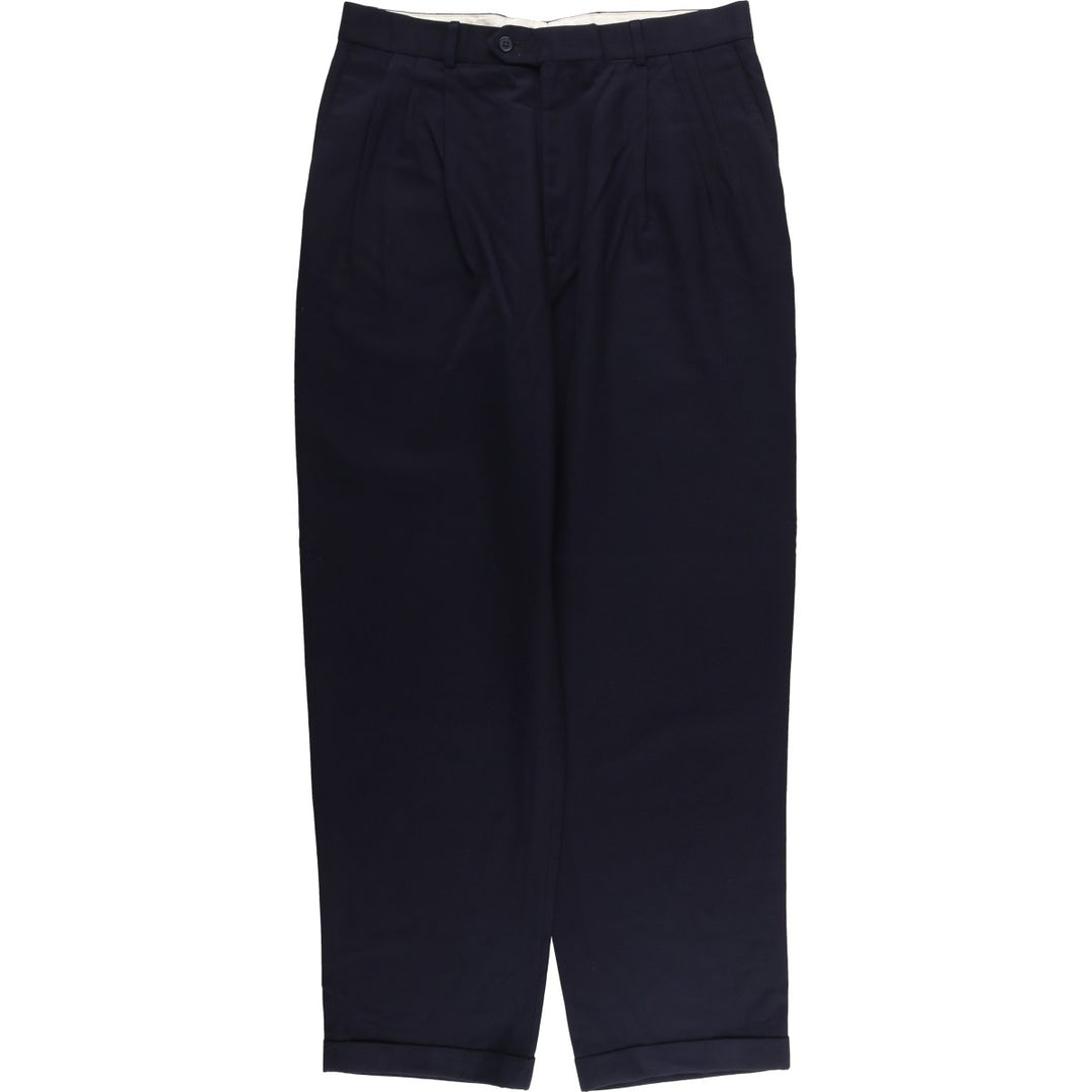 PAUL DIONE Three-pleat Wool Pants, Men's Size 34 wool navy blue type Vintage Second Hand
