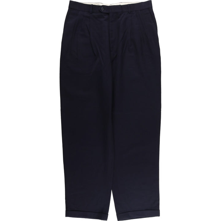 PAUL DIONE Three-pleat Wool Pants, Men's Size 34 wool navy blue type Vintage Second Hand