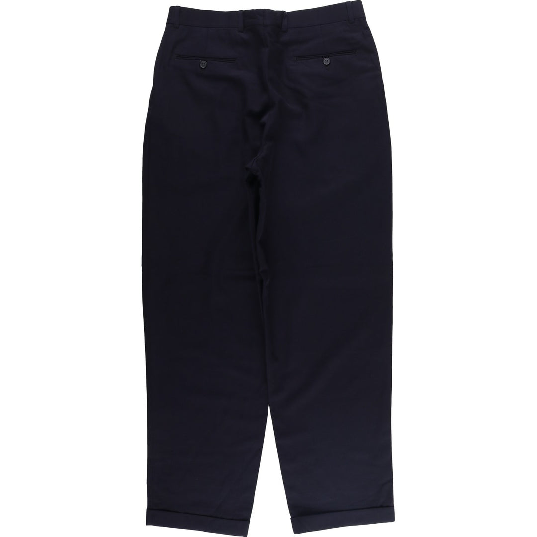 PAUL DIONE Three-pleat Wool Pants, Men's Size 34 wool navy blue type Vintage Second Hand