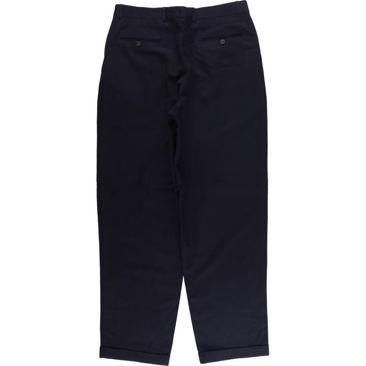 PAUL DIONE Three-pleat Wool Pants, Men's Size 34 wool navy blue type Vintage Second Hand